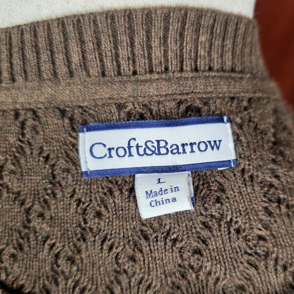 Croft & Barrow Cabincore Cable Knit Neutral Sweater Lagenlook‎ 100% Cotton Large - Picture 11 of 14